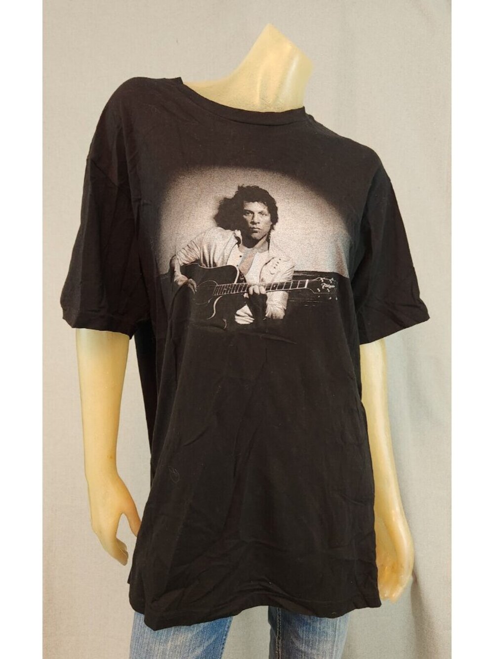 Concert Band Bon Jovi Backstage XXI Black T Shirt Blouse Top Womens USED XLARGE